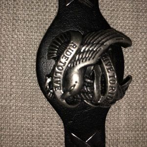 Leather “live to ride ride to live” eagle